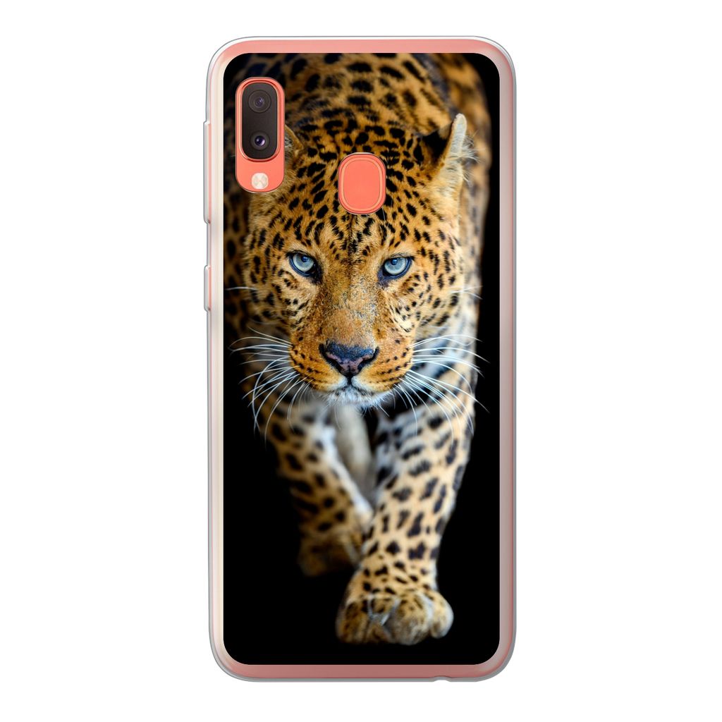 MuchoWow Handyhülle Schutzhülle Hülle für Samsung Galaxy A20e Leopard - Tiere - Porträt - Wildtiere - Schwarz Silikon Softcase Handy Hülle ...