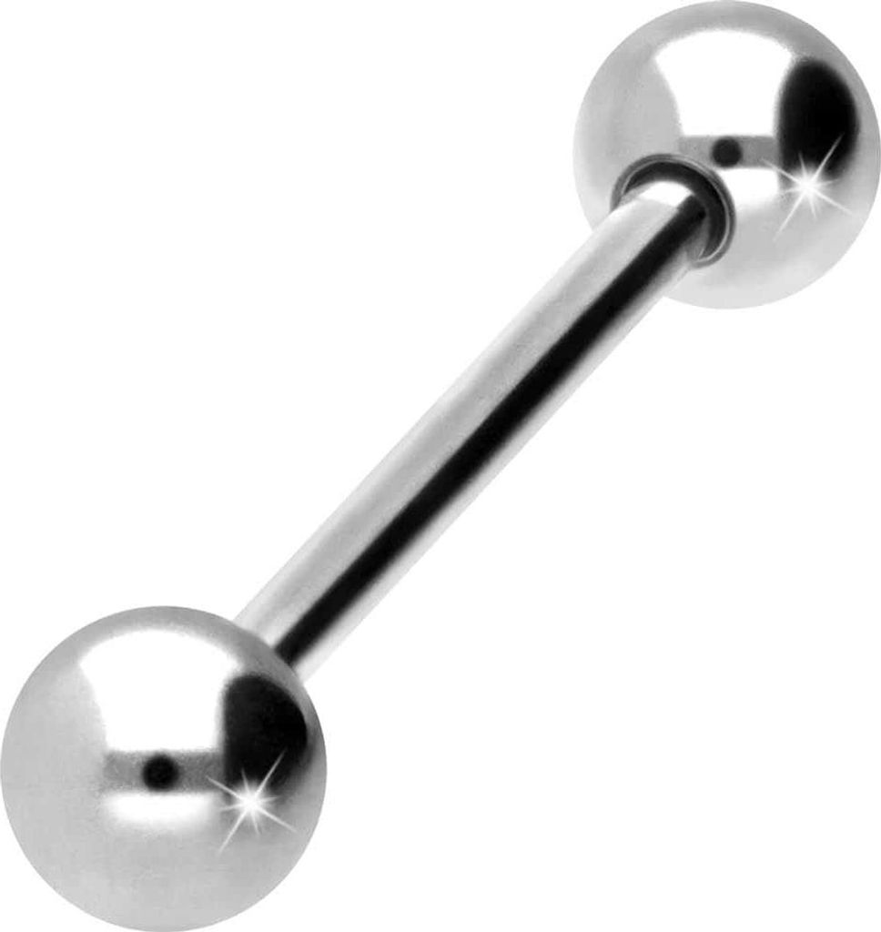 Zungenpiercing, Intim-Piercing Titan Barbell WeißGold Stablänge: 18mm + Stabstärke: 1,6mm + Kugelgröße: 5mm