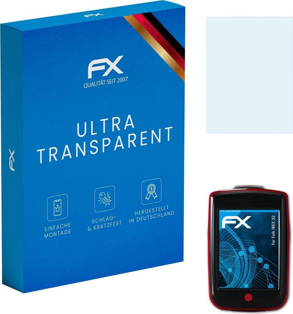 atFoliX FX-Clear 3x Schutzfolie kompatibel mit Falk IBEX 32 Displayschutzfolie