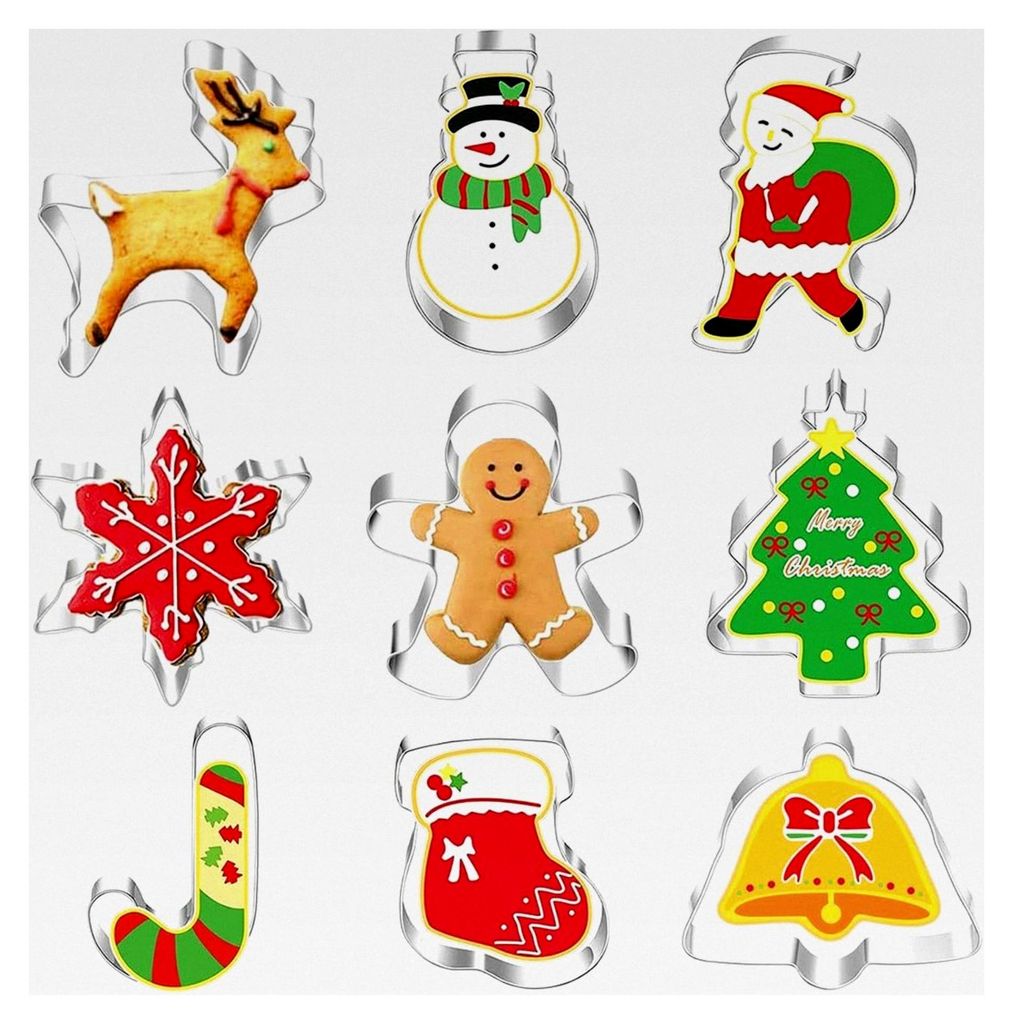 Ausstechformen Weihnachten, 9 Stück Plätzchen Ausstecher aus Edelstahl für Fondant, Plätzchen, Kekse, Lebkuchen