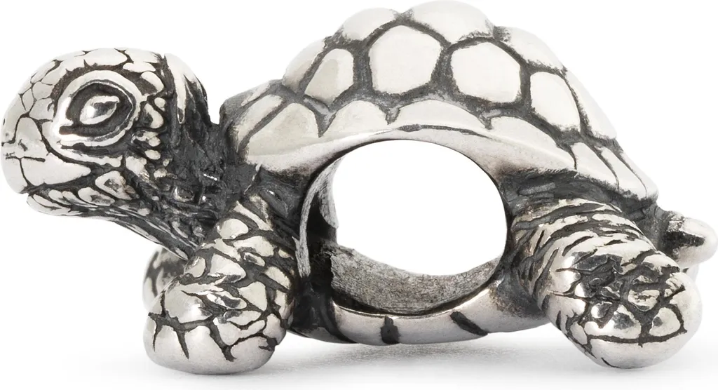 Perle Tortue Africaine Argent TAGBE-20049 Détails Sculptés à la Main