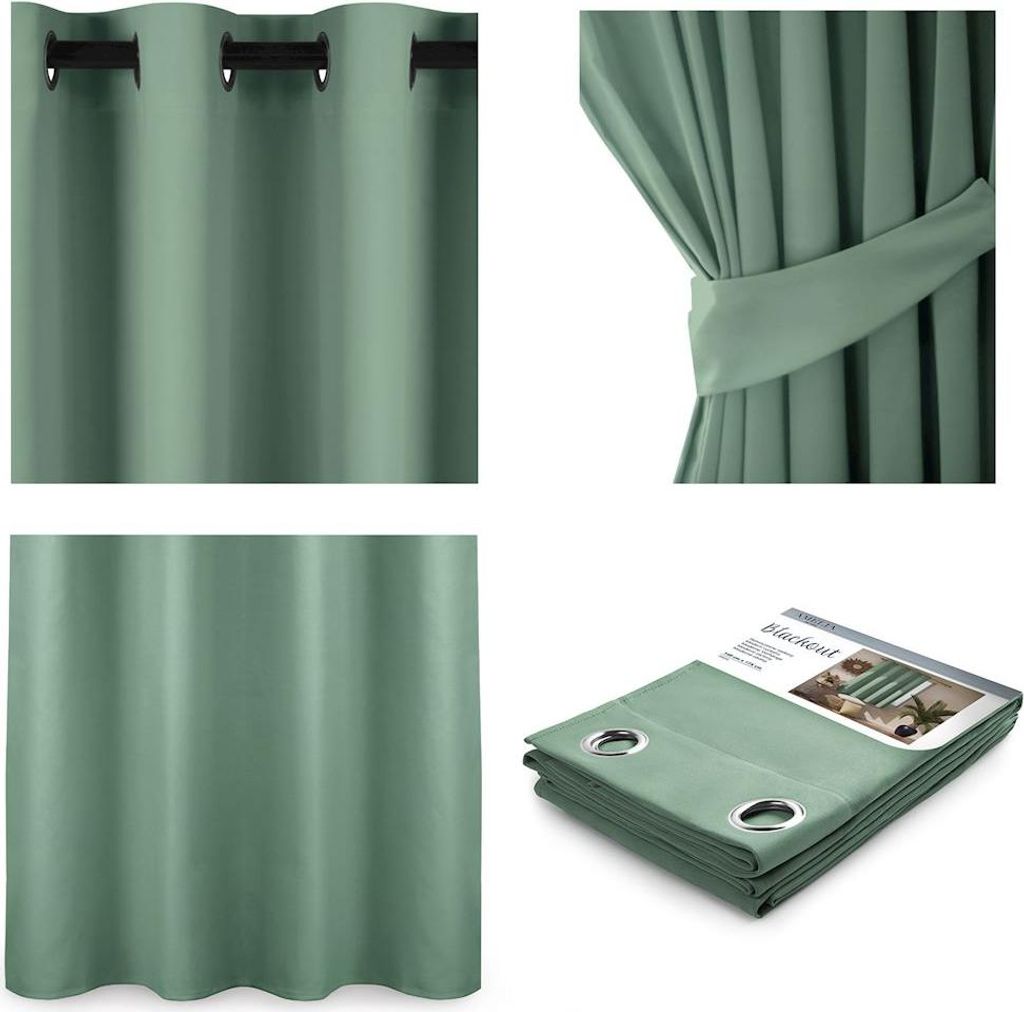 Gardine Ösen Vorhang Ösenvorhang Verdunkelnd 140x245 cm Mint Eyelet Einfarbig