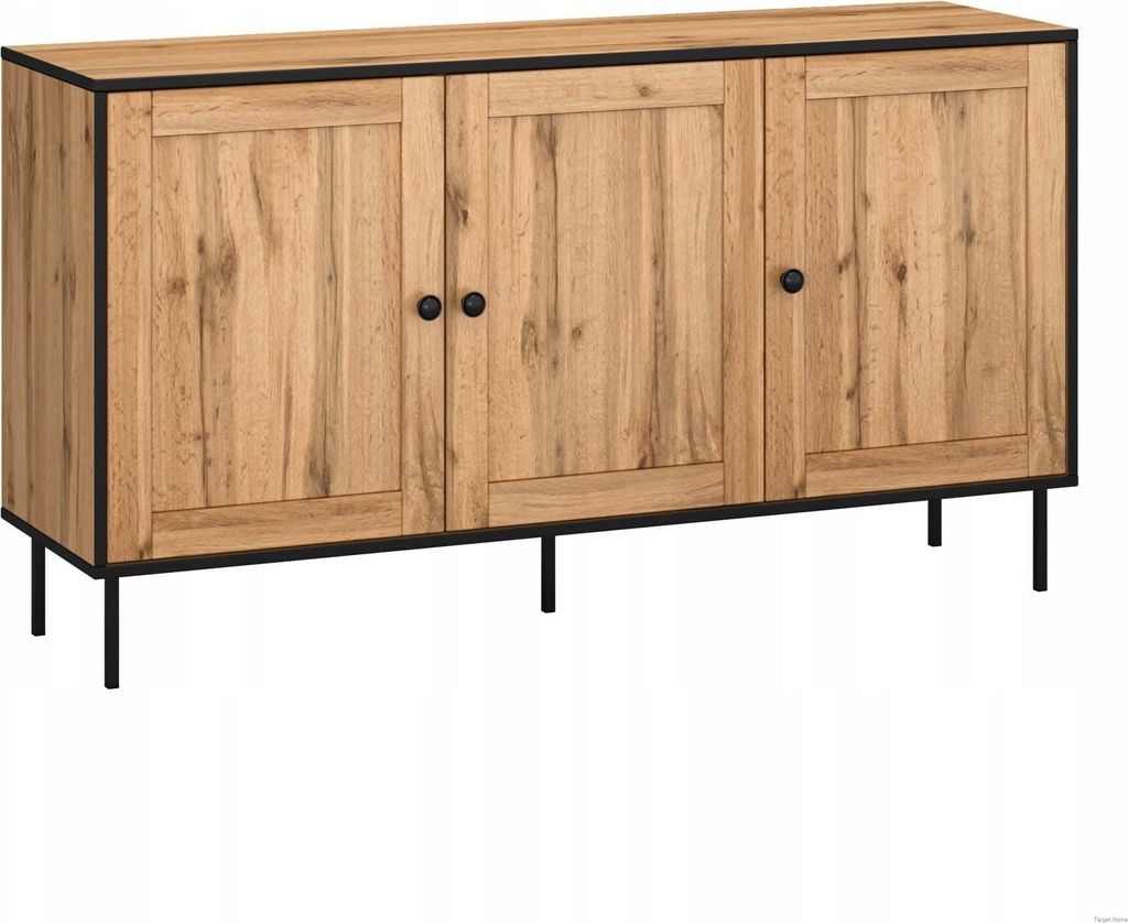 Kommode 3 türen für schlafzimmer wohnzimmer eiche wotan grau