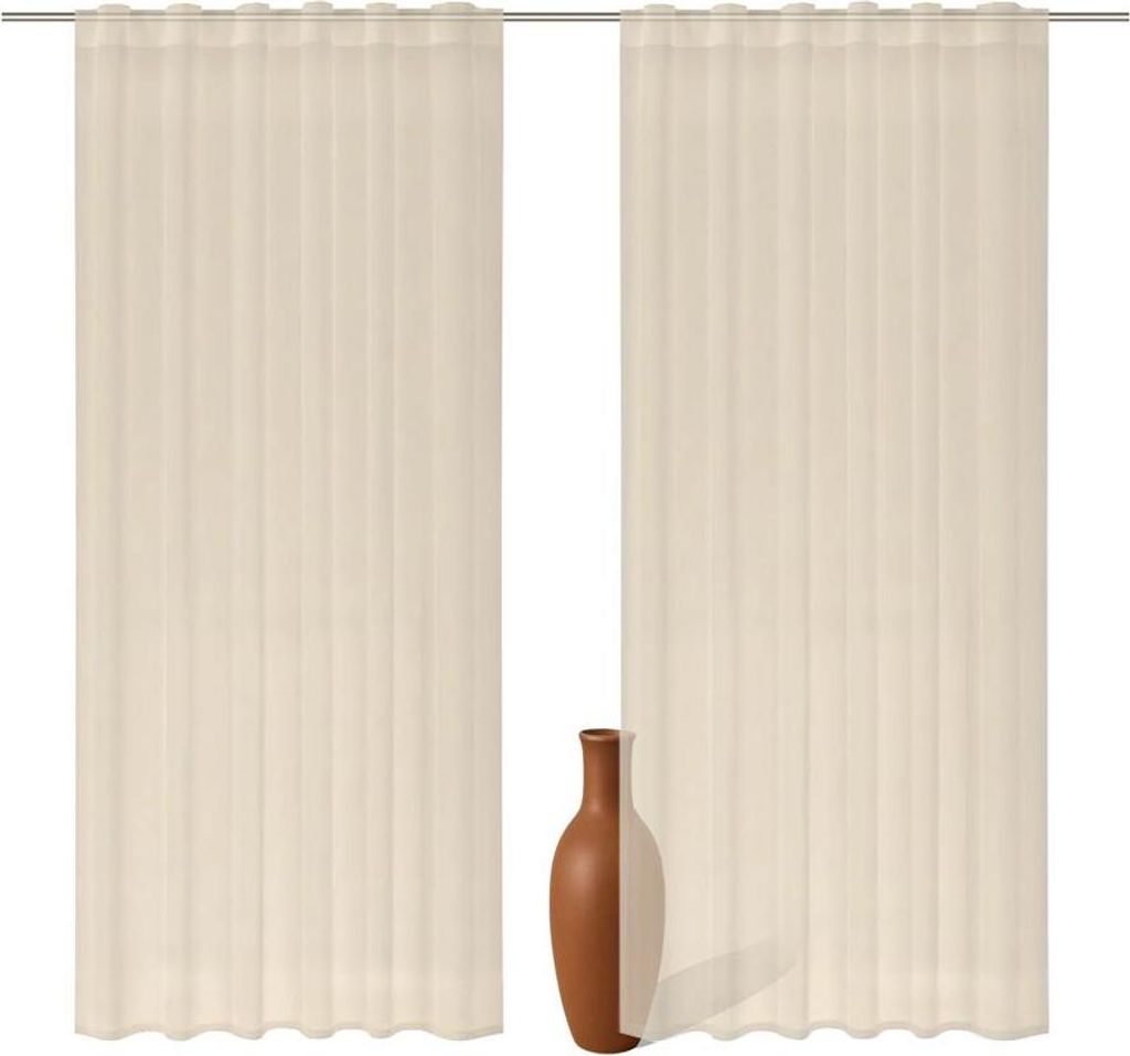 2er Set Schlaufenschal Voile sand 245cm transparent : 245 : Sand