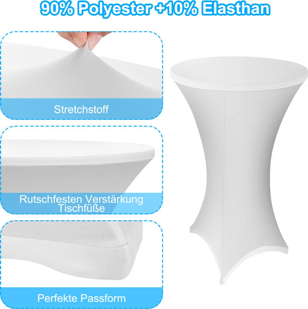 5x Tovaglie Elasticizzate Bianche 60cm per Tavoli Cocktail Yakimz - 3