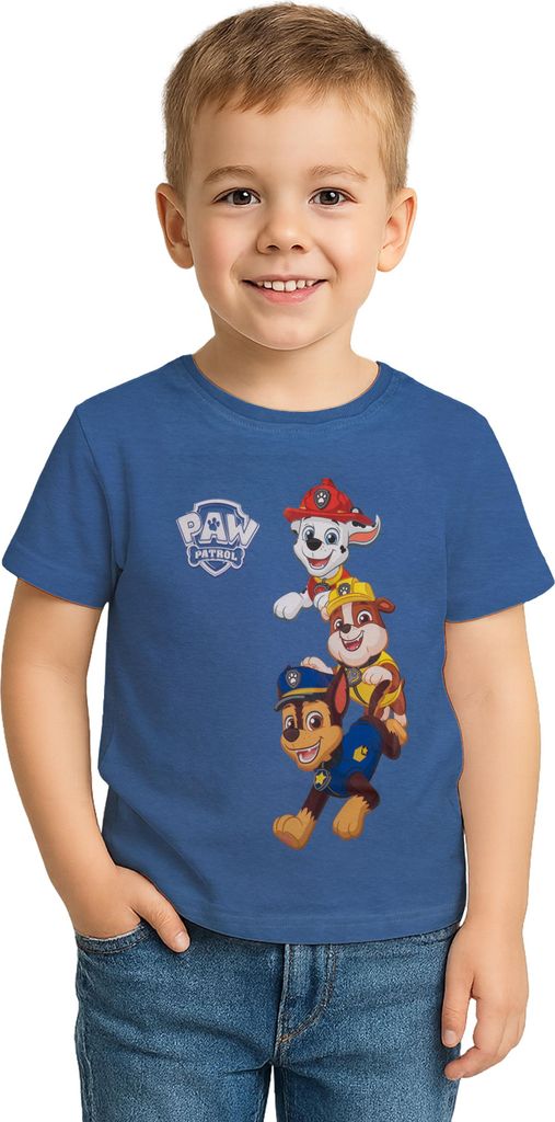 Paw Patrol T-Shirt für Jungen – Oberteil Kinder Shirt kurzärmlig Blau 122-128