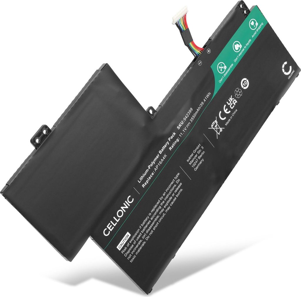CELLONIC 1x Akku für Notebook Kompatibel mit Acer Aspire One 1-132, Swift 1 SF113, AP16A4K - (3550mAh, 11.1V)