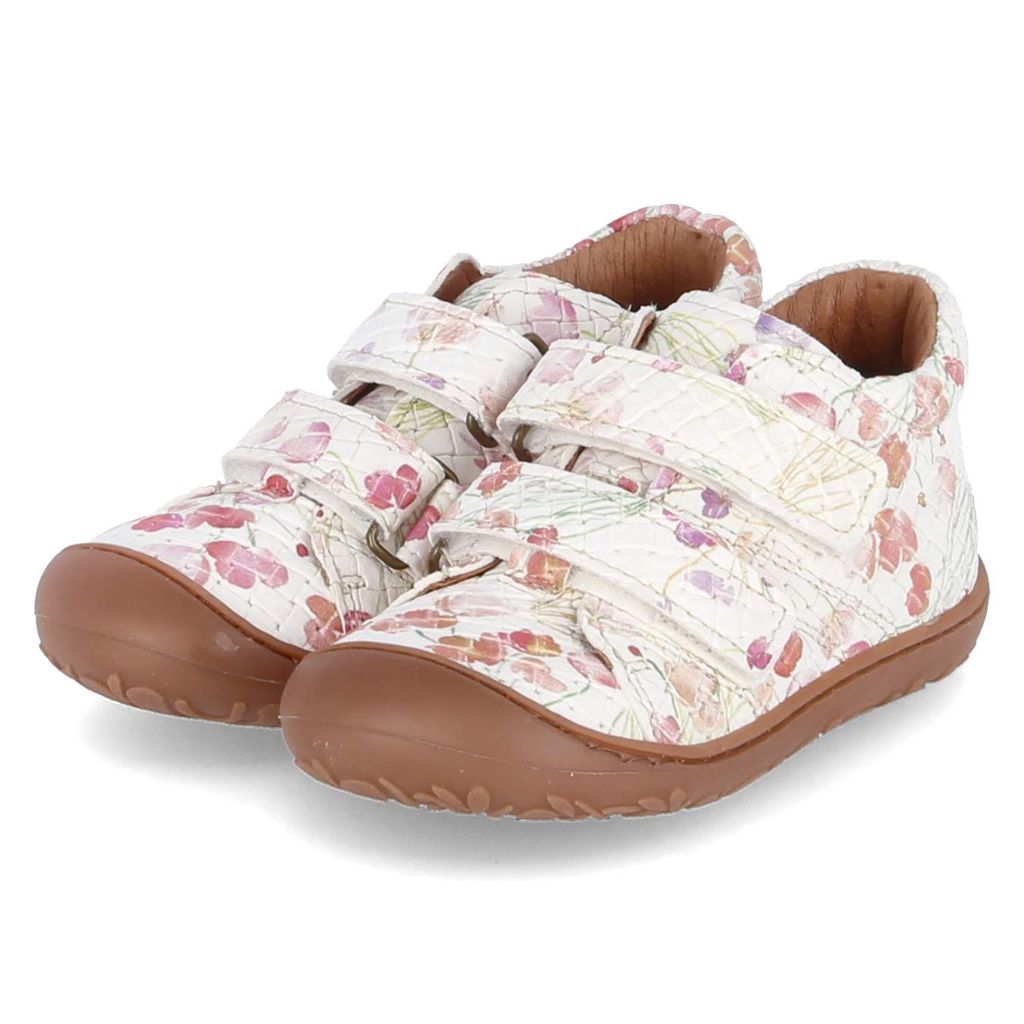 Bisgaard Mädchen Klettschuhe/ Lauflernschuhe HALE V Weiß Glattleder BlumeprintGröße:22