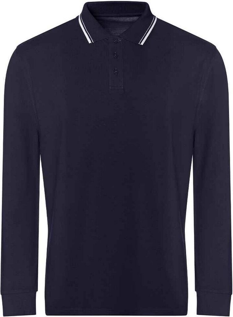 Awdis - Poloshirt Mit kontrastfarbenen Streifen für Herren Langärmlig PC5330 (M) (Marineblau/Weiß)