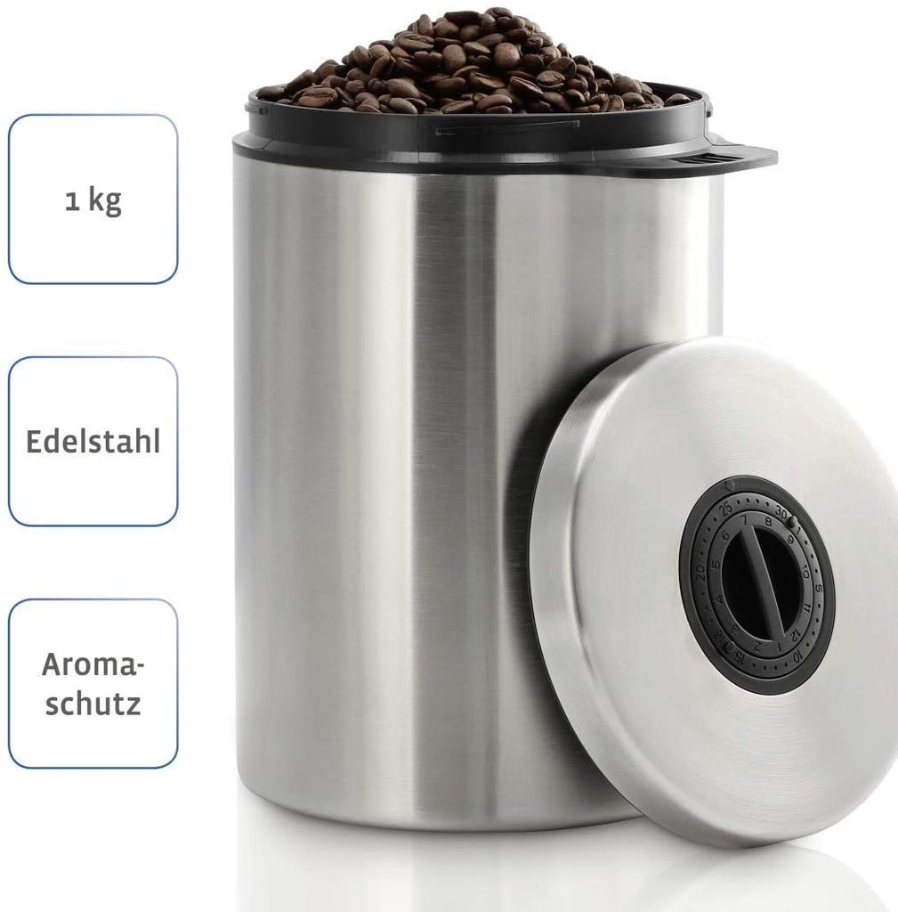 1,5L Edelstahl Kaffeebohnen Vorratsdose Kaffee Vorratsbehälter Aufbewahrungsdose 