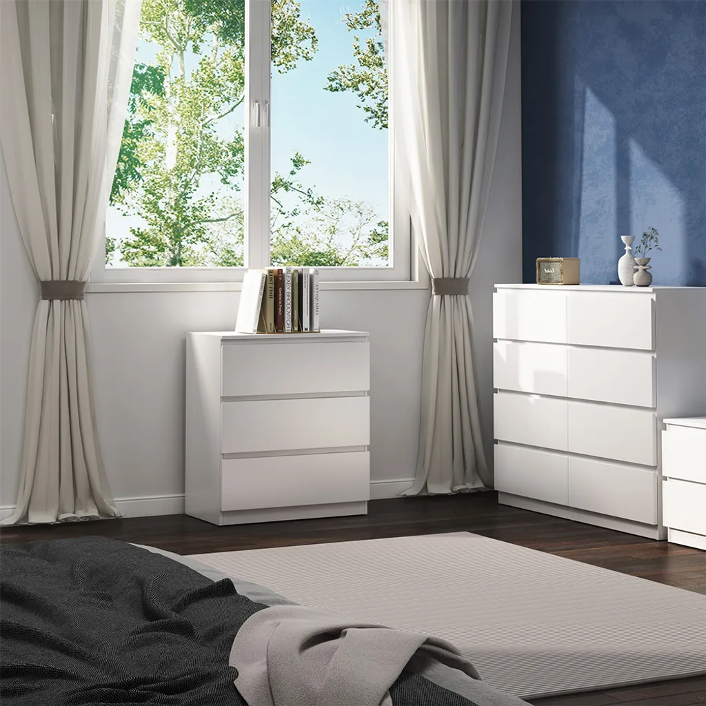 Vicco cassettiera per camera da letto Calisto, 70 x 78.5 cm, Bianco/Bianco