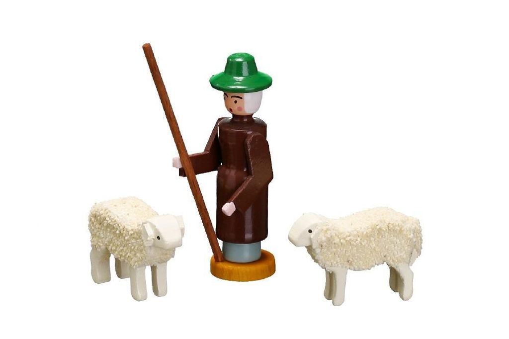 Weihnachtsdeko Schäfer mit Schafe Höhe 6,5cm NEU