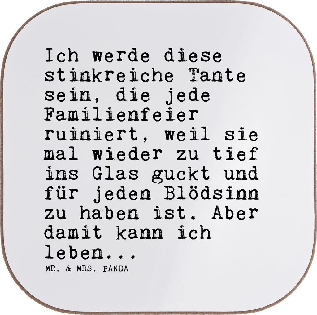 Mr. & Mrs. Panda Tassenuntersetzer Ich werde diese stinkreiche... - Weiß - Geschenk, Frauen, Getränkeuntersetzer, Coaster, Sprüche, Tante, Tisch...