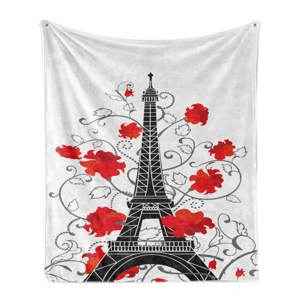 Coperta Flanella ABAKUHAUS Torre Eiffel 125x175cm - Plaid Morbido Rosso