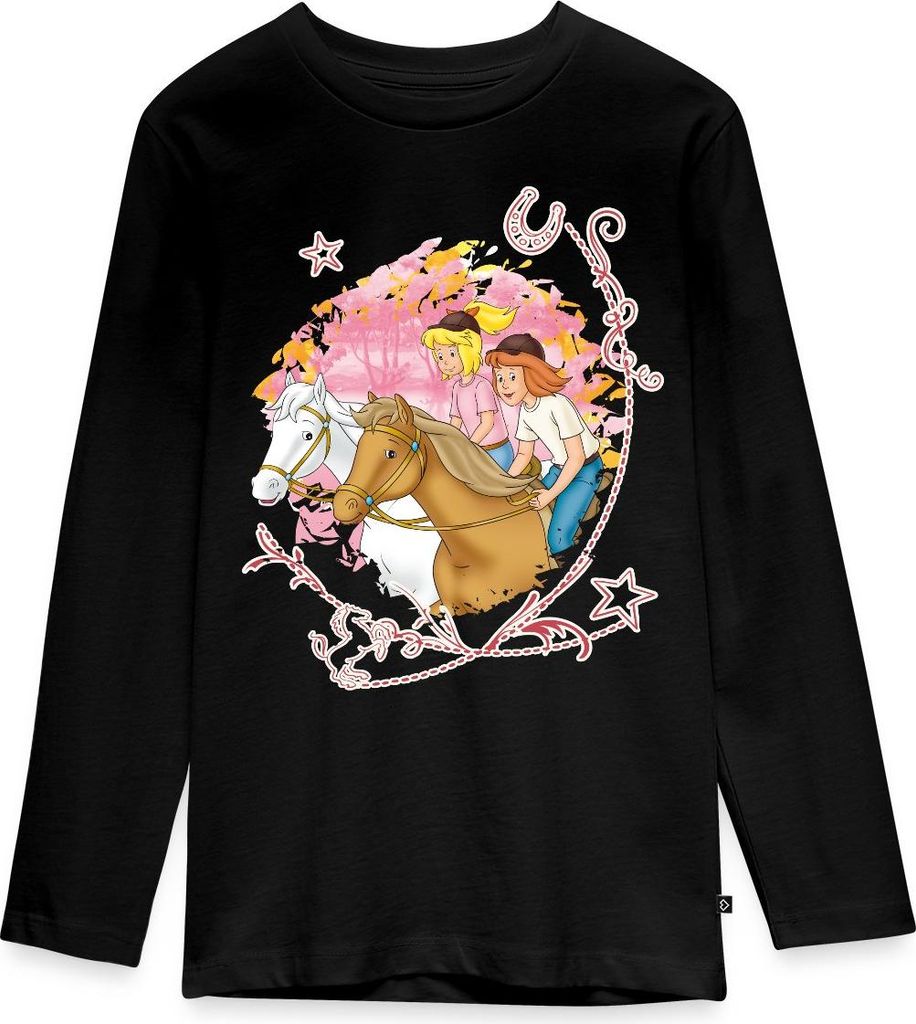 Spreadshirt Bibi Und Tina Wettreiten Im Wald Teenager Premium Langarmshirt, 146/152 (10 Jahre), Schwarz