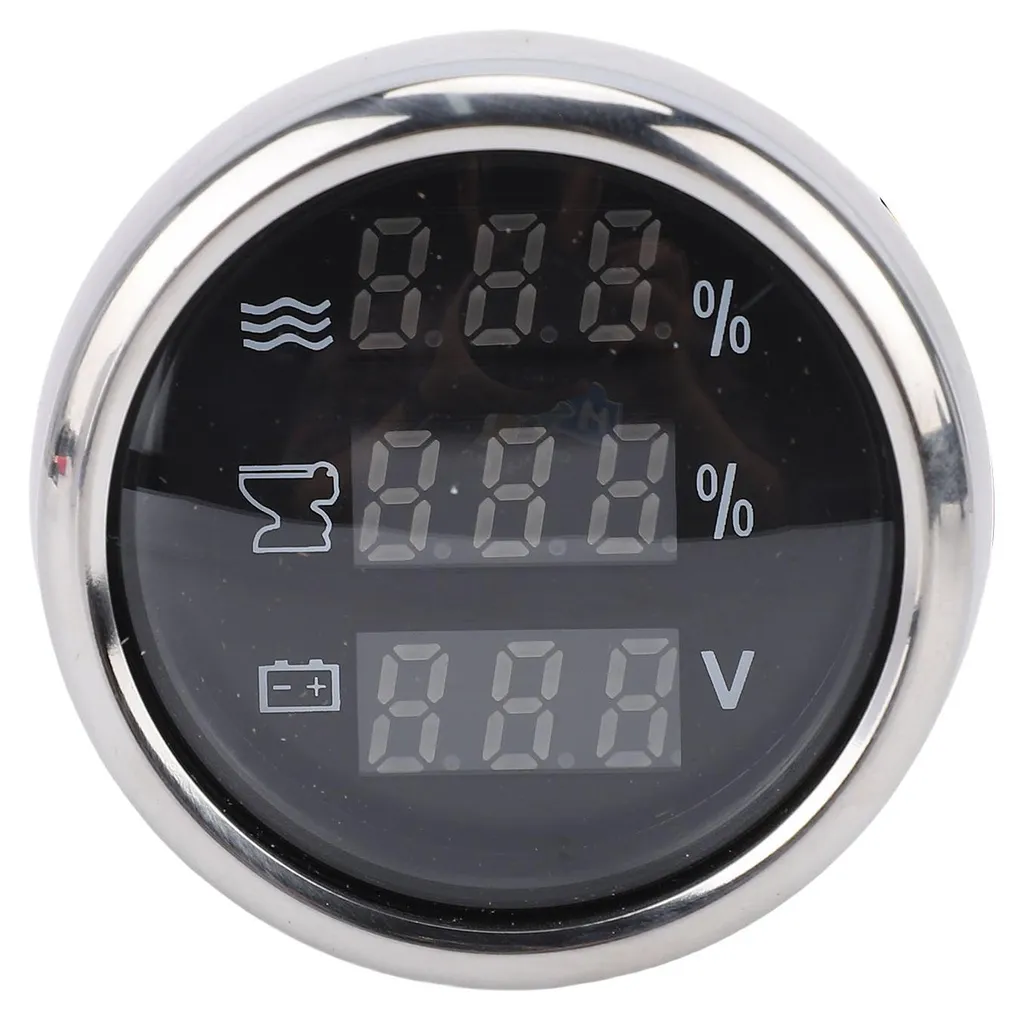 Jauge 52mm Noir Multifonction : Niveau d'eau et Tension pour Camping-car
