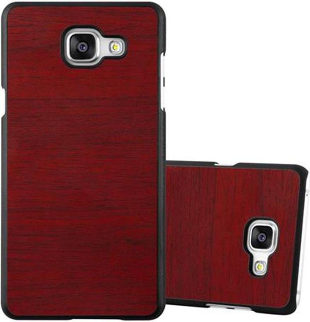 Cadorabo Hülle für Samsung Galaxy A3 2016 Schutz Hülle in Rot Hard Case Etui Holz Optik Handyhülle