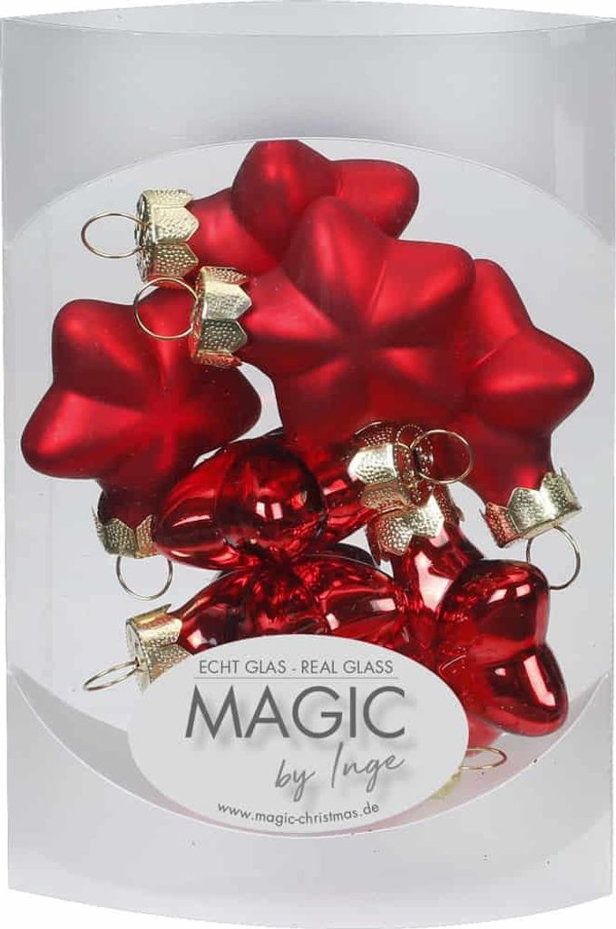 Christbaumschmuck Sterne Glas 4cm 8 Stück Merry Red