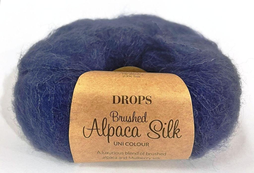 Drops Brushed Alpaca Garn 39 Nachtblau – Flauschiges Premium Alpaka-Garn mit feinem Glanz, zum Häkeln & Stricken, 50 g
