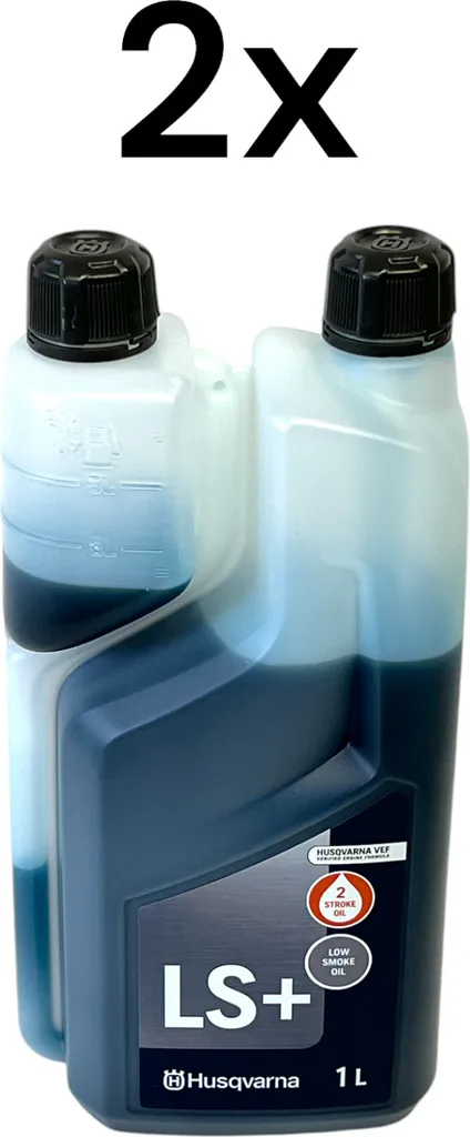 Husqvarna 2x LS+ olio per due tempi 1 litro ( 2x 578037002 ) - Olio per 2 tempi - Olio a bassa emissione di fumi