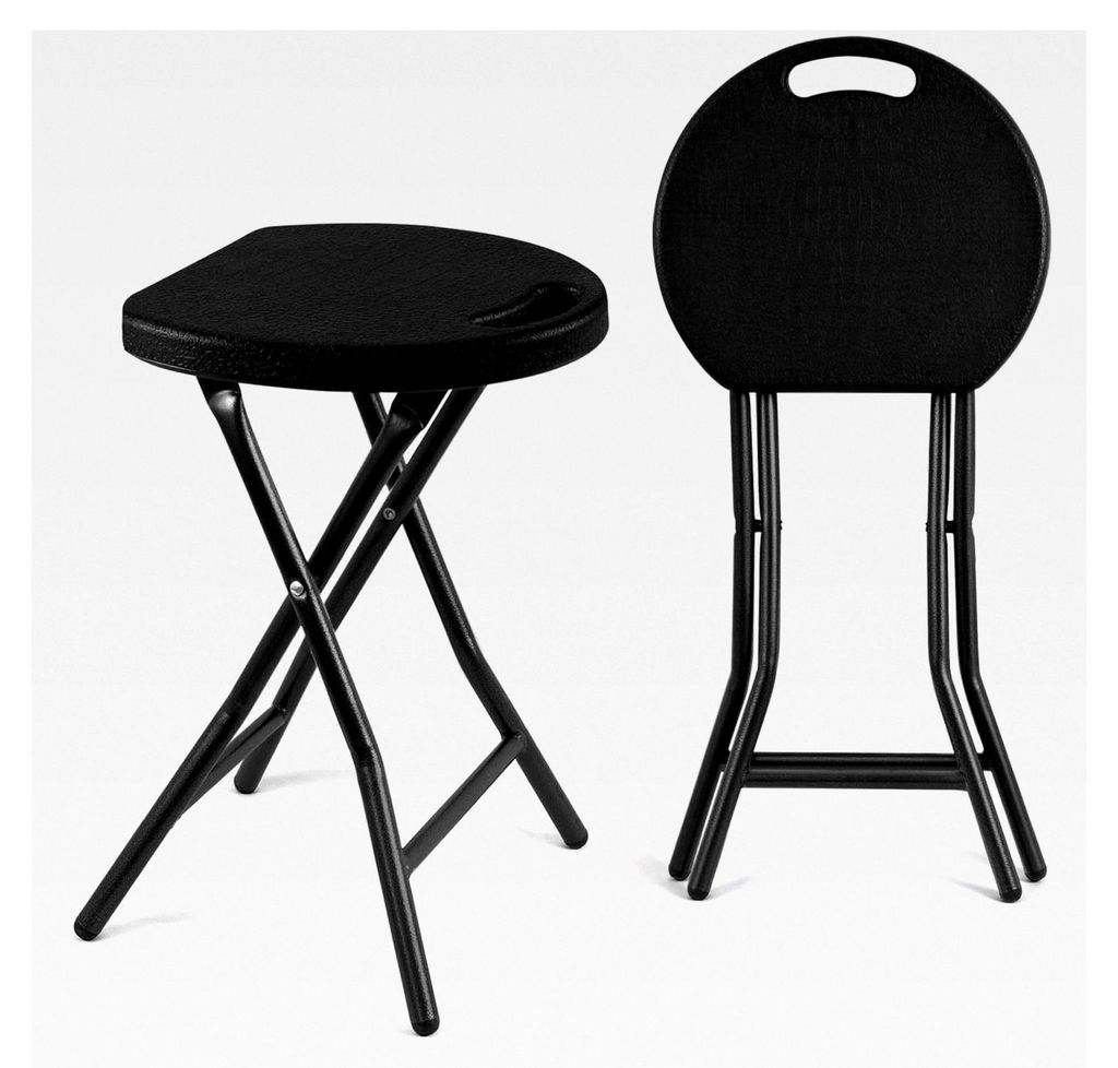 2er Set Klapphocker mit Griff, Tragbarer Faltstuhl, Klapphocker für Garten, Camping, Angeln, Grillen, Büro | Schwarz, Maximale Belastbarkeit: 136...