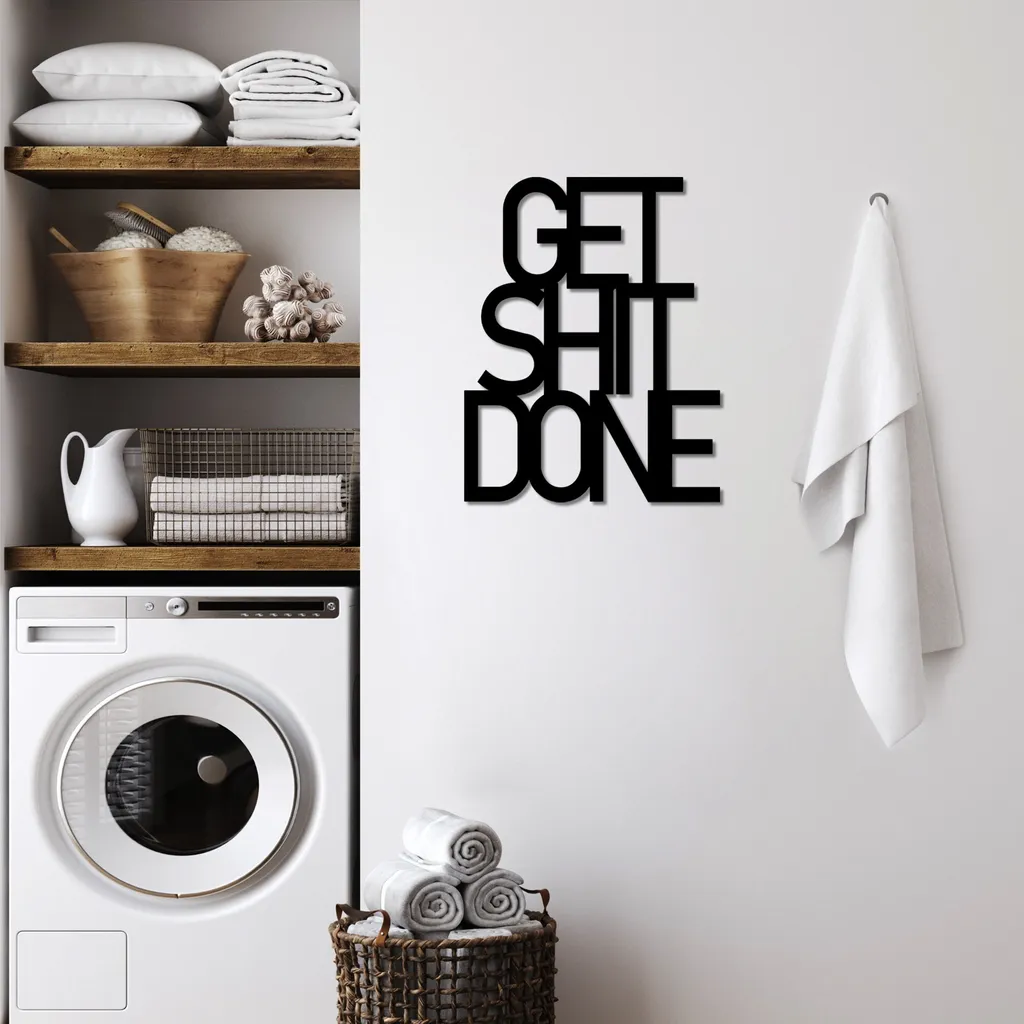 Wallity Get Shit Done 15 - Decorazione Parete Metallo Nero 38x48 cm