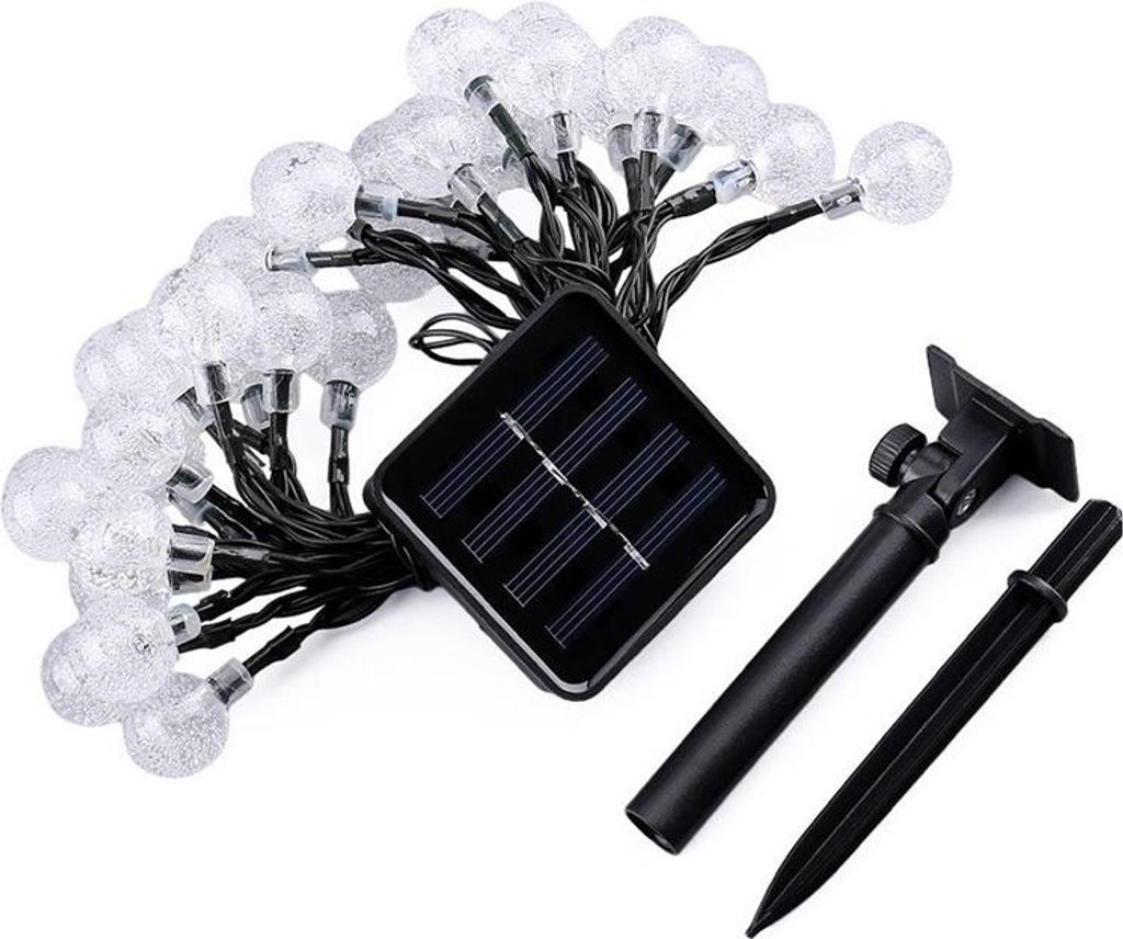 9,5 m lange Solar-Lichterkette mit 50 LED-Kugeln, ideal für Feiertage, Camping und Garten.,Color light