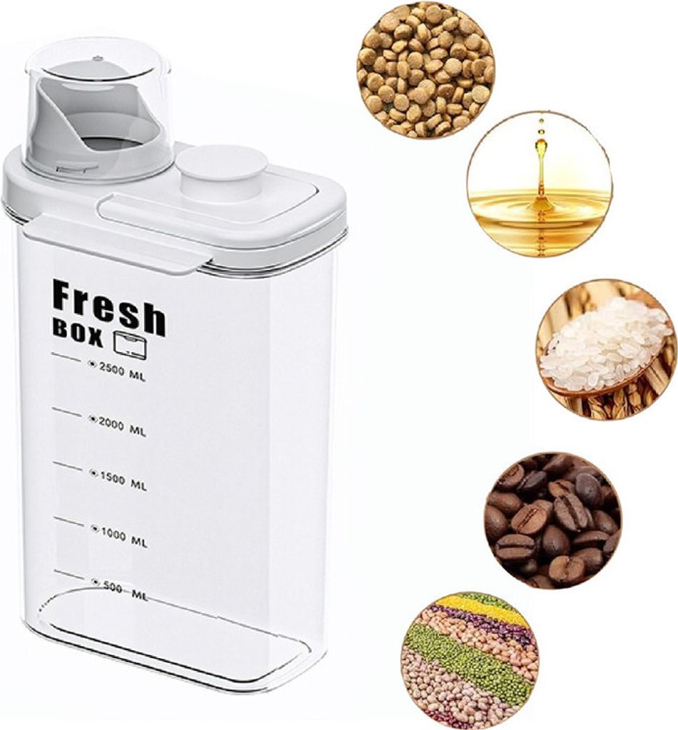 (Weiß,2800ml)Vorratsdosen mit Deckel Tragbar Vorratsdose BPA frei Große Kapazität Aufbewahrungsbox Vorratsbehälter Mehrkorndose Mit Maßsta...