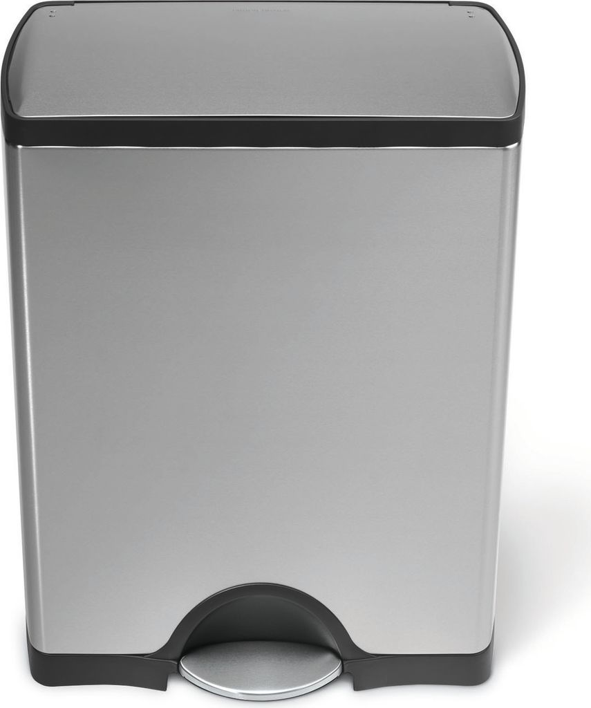 simplehuman 50 Liter rechteckiger Treteimer, fingerabdrucksicherer Edelstahl - 9,5x9,5x54,4 cm; CW1816