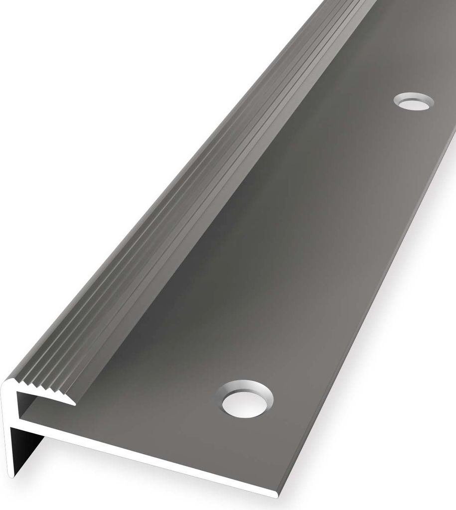 Treppenkantenprofil 13 x 30 x 2500 mm Treppenkante Winkelleiste Treppenprofil Aluminium eloxiert Geriffelt Versenkt Gebohrt Edelstahl Küberit