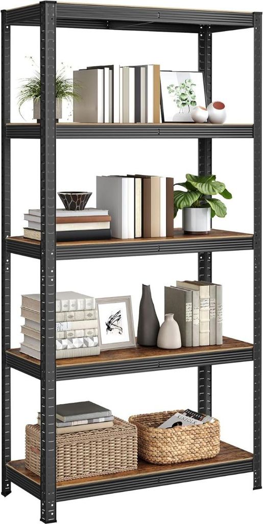 Songmics Standregal Industrie-Design mit 5 Ablagen Vintagebraun-Schwarz