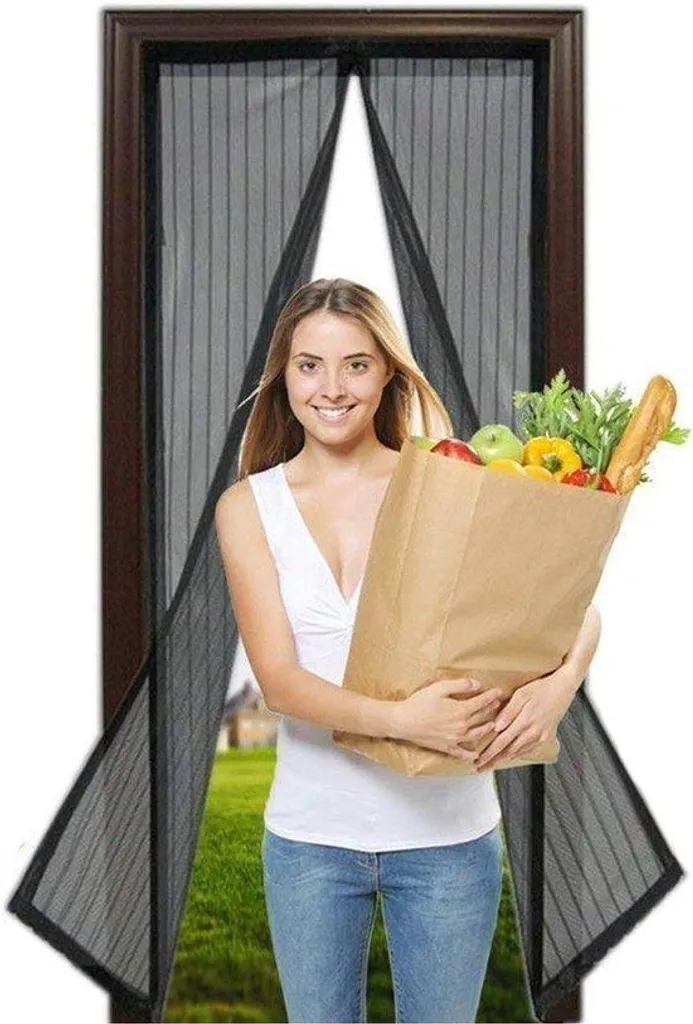 Stop Insectes : Moustiquaire Magnétique Noire 210x90 cm pour Porte et Cave