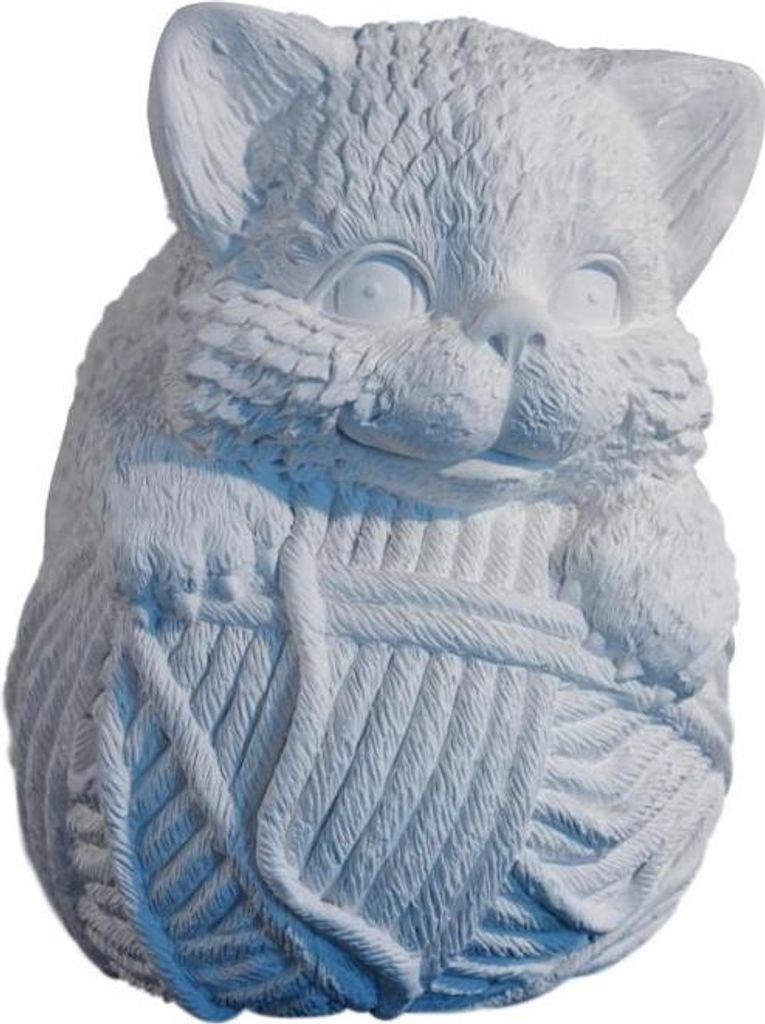 Ismare Keramiek Deko Katze mit Wollknäuel Figur multicolor