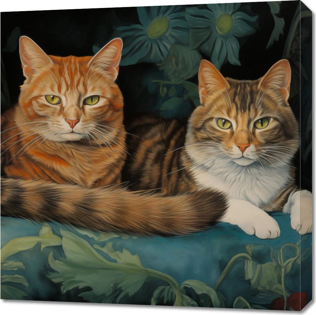 Bild 70x70cm Katzen auf dem Sessel