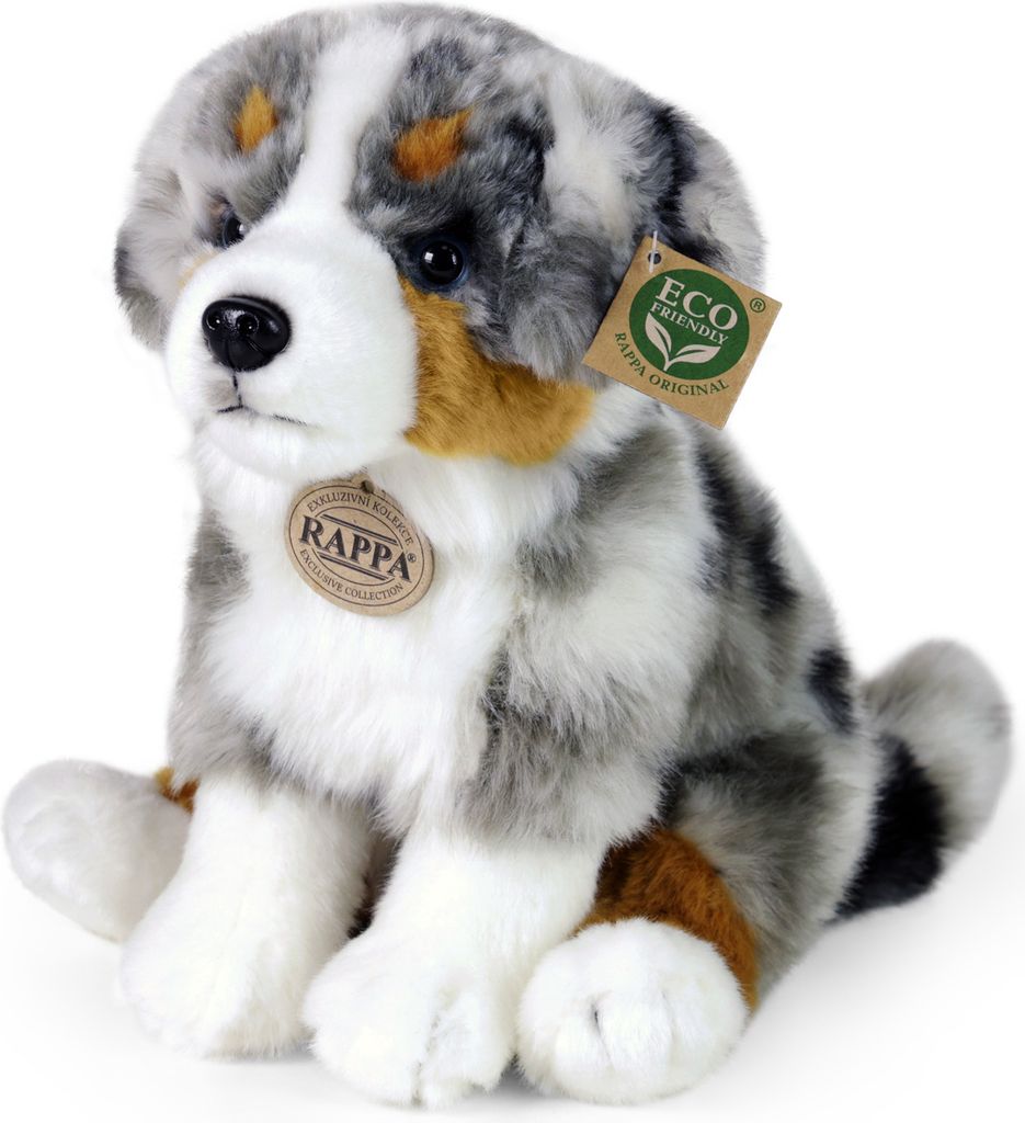 Rappa - Plüsch realistisches Spielzeug Australian Shepherd Dog sitzend 30 cm Eco-Friendly