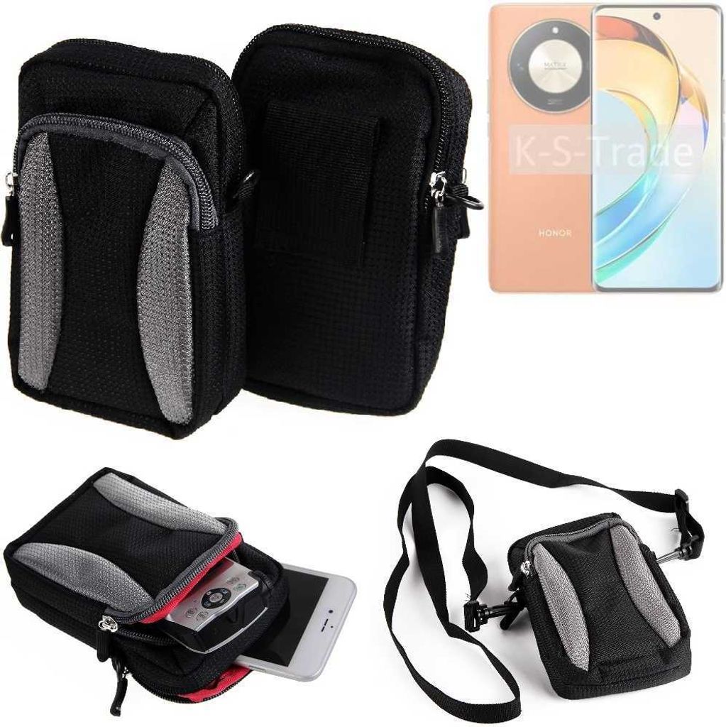 K-S-Trade Holster Schutz Hülle kompatibel mit Honor X50 Handy Hülle Gürteltasche Umhängetasche mit Zusatzfach schwarz
