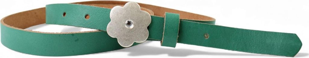 FRONHOFER süßer Kindergürtel mit silberner Straß Blumenschnalle, plastikfrei, 2cm