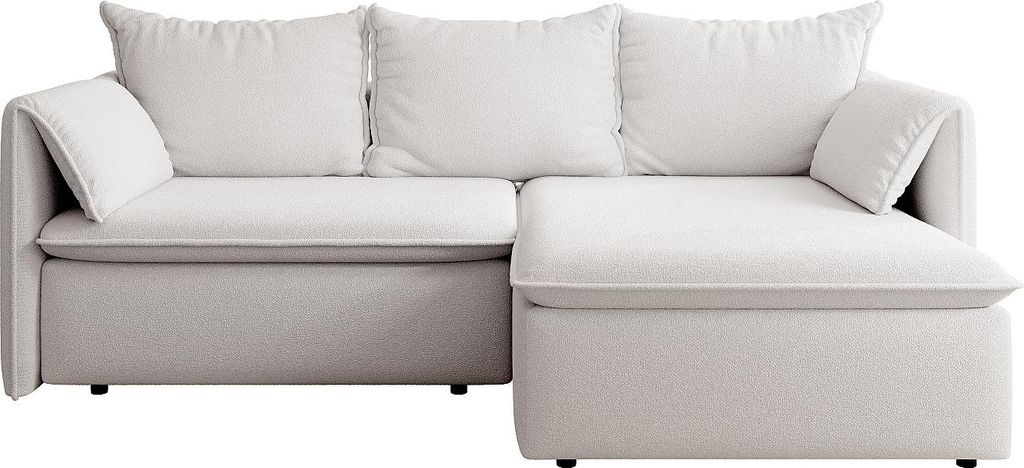 Eckschlafsofa rechts mit beigem Strukturbezug - TEODORA