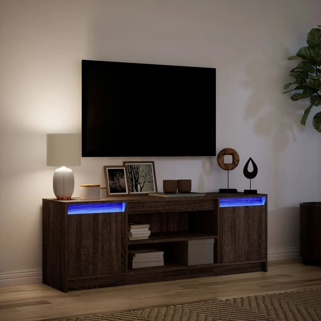 Mobile TV con illuminazione LED effetto rovere marrone 139,5x34x50 cm - 5