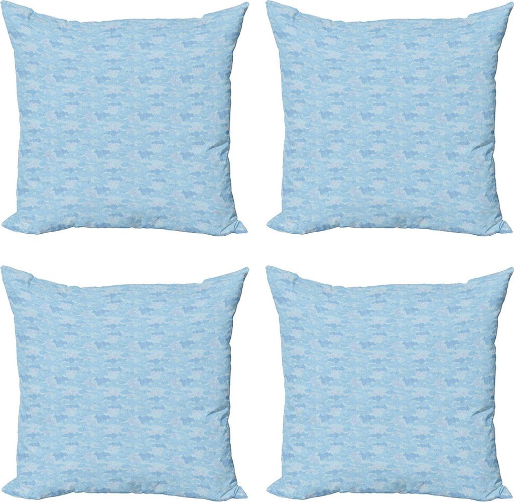 ABAKUHAUS Vintage Blue Kissenbezug Set (4 Stück), Bewölkter Himmel Chinese, Moderner Doppelseitiger Digitaldruck, 45 cm x 45 cm, Hellblau