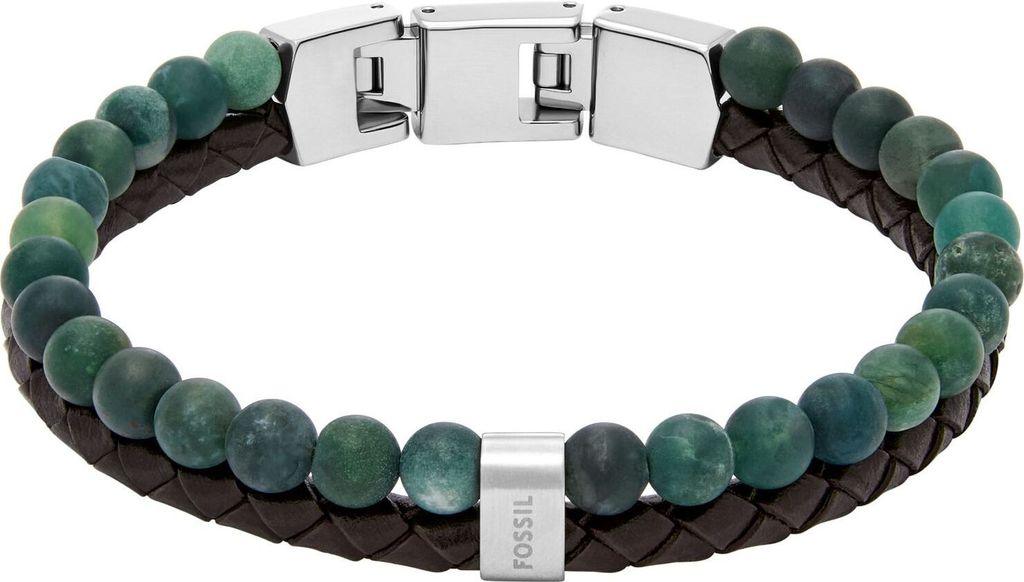 Fossil JF04854040 Herren Armband Edelstahl Silber grün 21,5 cm
