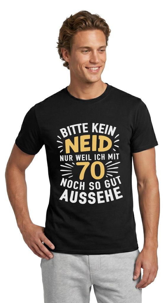 Spreadshirt 70. Geburtstag | Kein Neid Weil Ich So Gut Aussehe Männer T-Shirt, 4XL, Schwarz