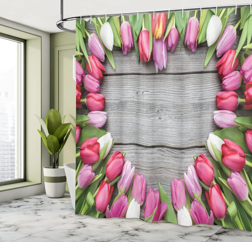 Tenda Doccia Boho Floreale Extra Lunga 182x198 Cm Con Ganci - Perfetta Per Bagno Stile Fattoria - 2