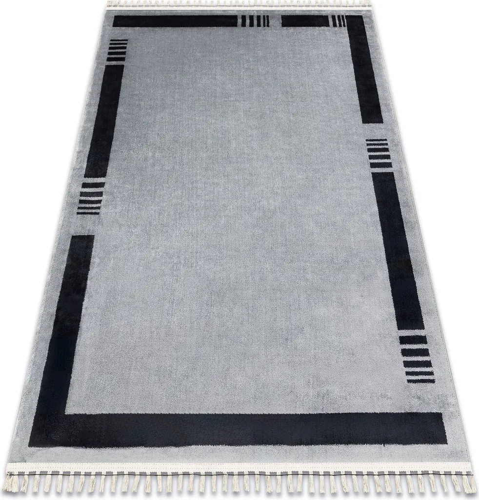 Tapis AMOUR 53113D gris - Grand tapis moderne cadre élégant 196x290 cm