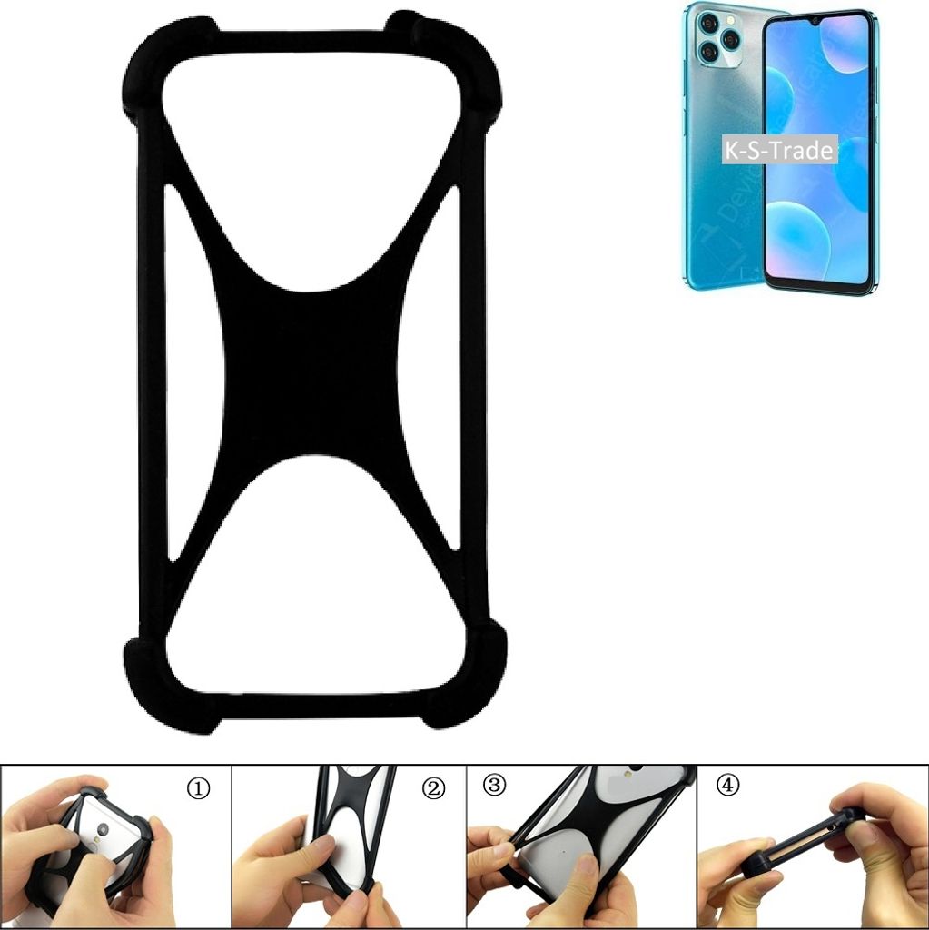 K-S-Trade Handy-Hülle Schutz-Hülle kompatibel mit Blackview A95 Silikon Bumper TPU Softcase Smartphone Stoßschutz, schwarz