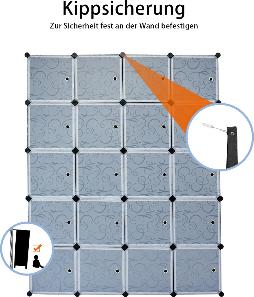 Meuble de Rangement pour Chambre ou Bureau avec 20 Cubes Modulables - 6