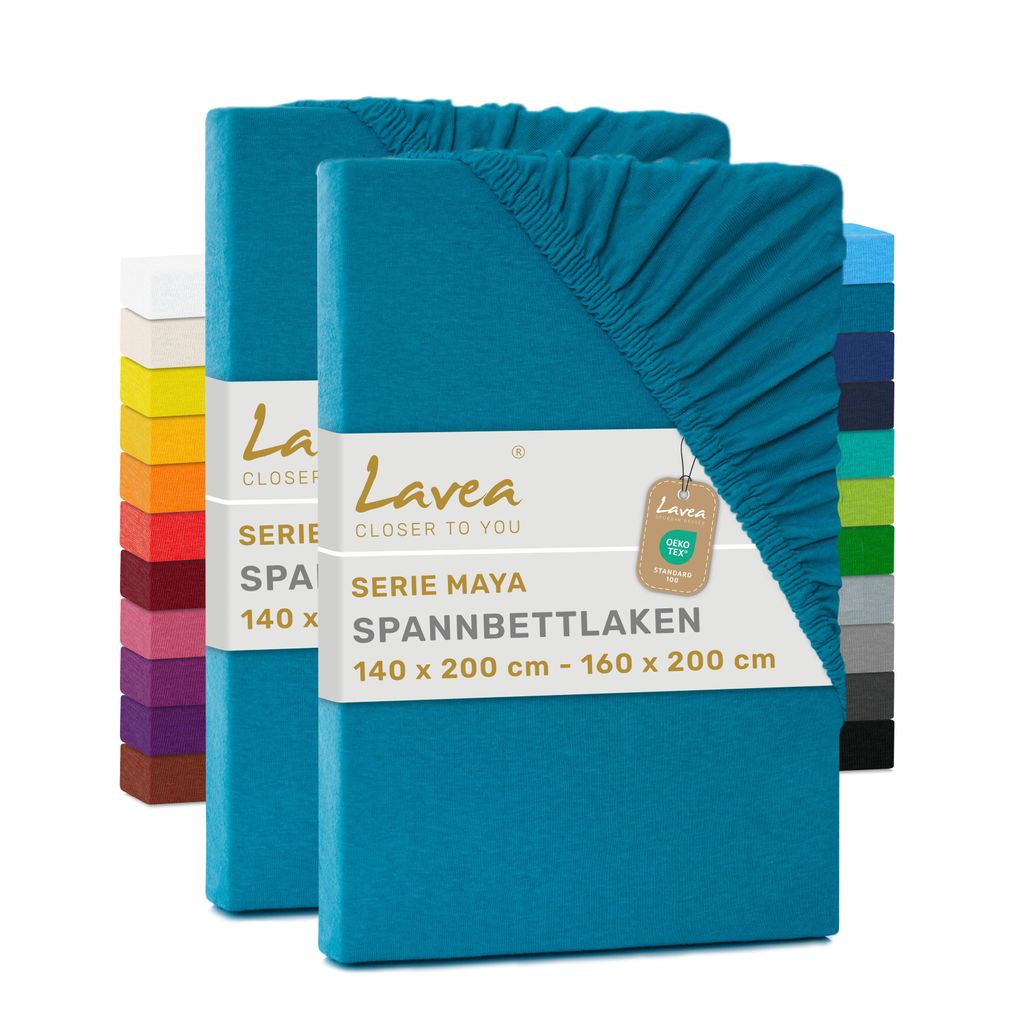 Lavea® 2er Pack Jersey Spannbettlaken 140/160x200 cm, 100% Produktbild 