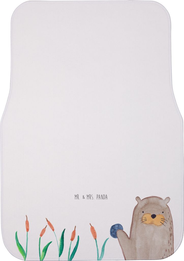 Mr. & Mrs. Panda Fußmatte PKW Otter Stein - Weiß - Geschenk, Auto, Seeotter See, Autoteppich, Grüßen, Munter, Pflanzen, Automatte, Auto-Fußmat...