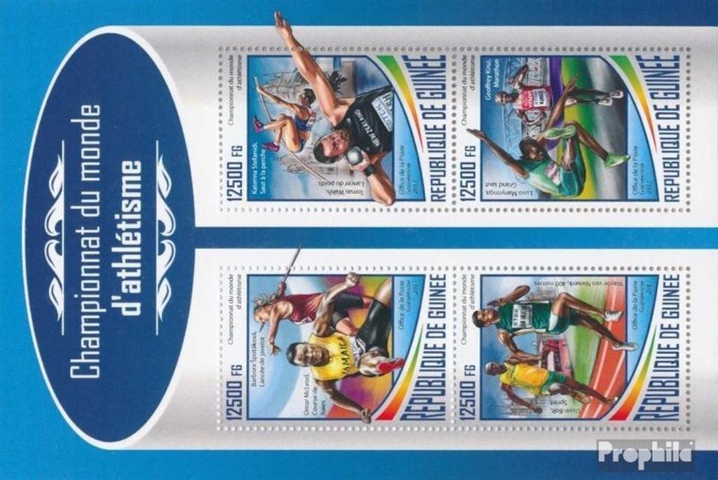 Briefmarken Guinea 2017 Mi 12760-12763 Kleinbogen (kompl. Ausgabe) postfrisch Leichtathletik
