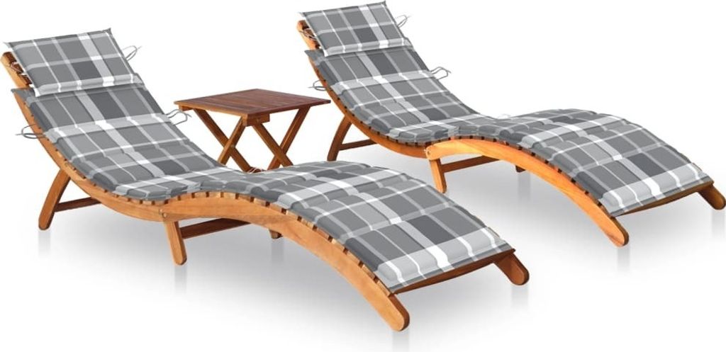 Maison Exclusive - Sonnenliegen 2 Stk. mit Tisch und Auflagen Massivholz Akazie